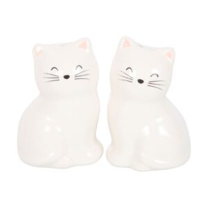 White Cat Shaped Salt and Pepper Shakers
