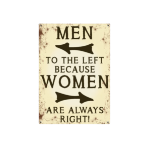 Men To The Left Mini Metal Sign 9cm